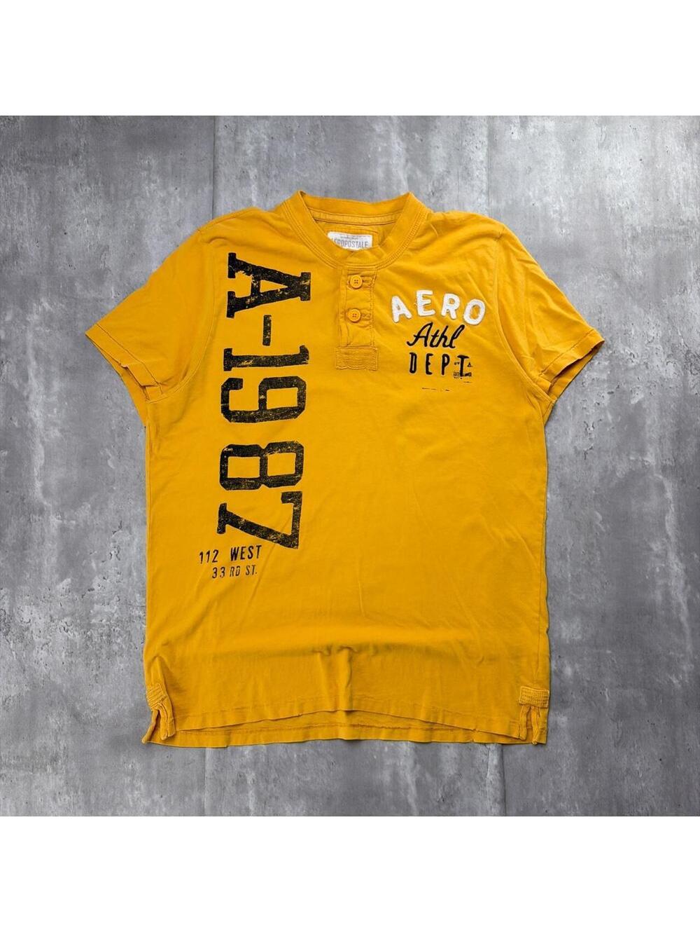 Y2K Yellow Aeropostale Surf Grunge Skater Henley Shirt